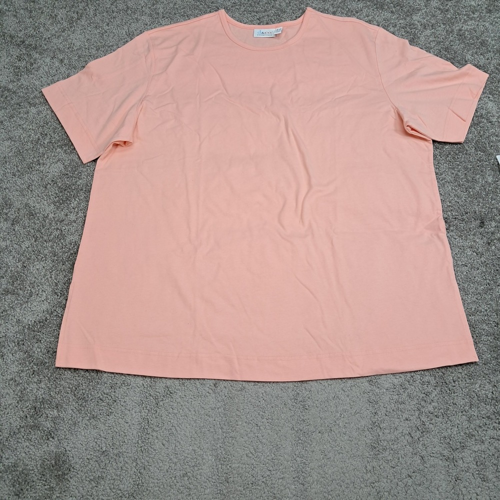 D&Co Essentials Peach Cotton Crew Neck Short Sleeve T-Shirt Plus Size 1X 7531